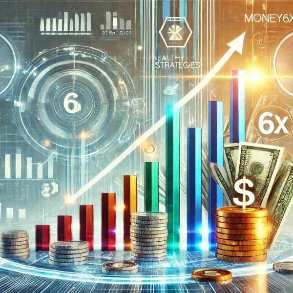 A modern financial growth concept with rising graphs and investment symbols representing money6x strategies.