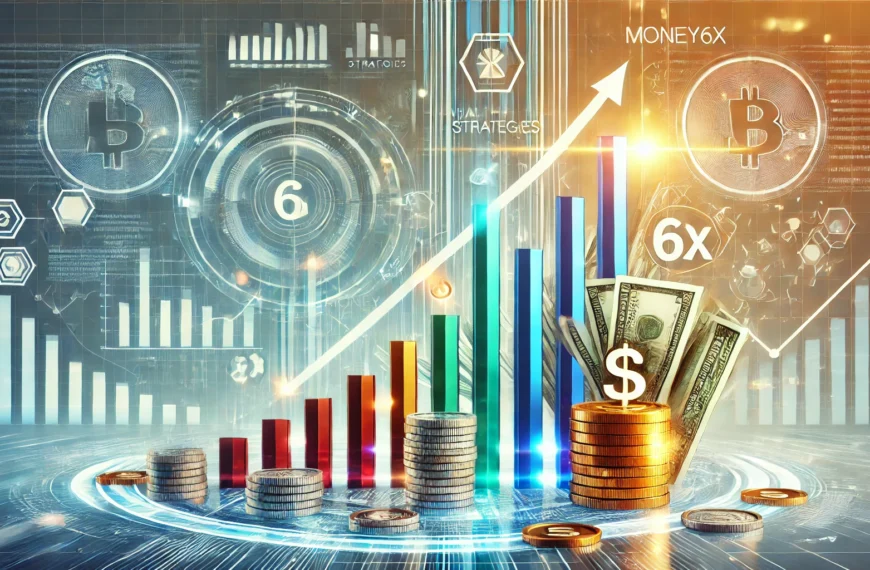 A modern financial growth concept with rising graphs and investment symbols representing money6x strategies.