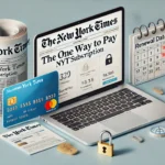 A detailed visual showing one way to pay NYT subscriptions with a digital payment platform in a sleek and modern setting.