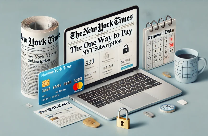 A detailed visual showing one way to pay NYT subscriptions with a digital payment platform in a sleek and modern setting.