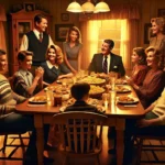 A dramatic family dinner scene with all Blue Bloods characters together during the finale. bluebloodsfinale