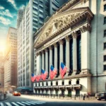 The New York Stock Exchange building in New York City, showcasing its historic facade.