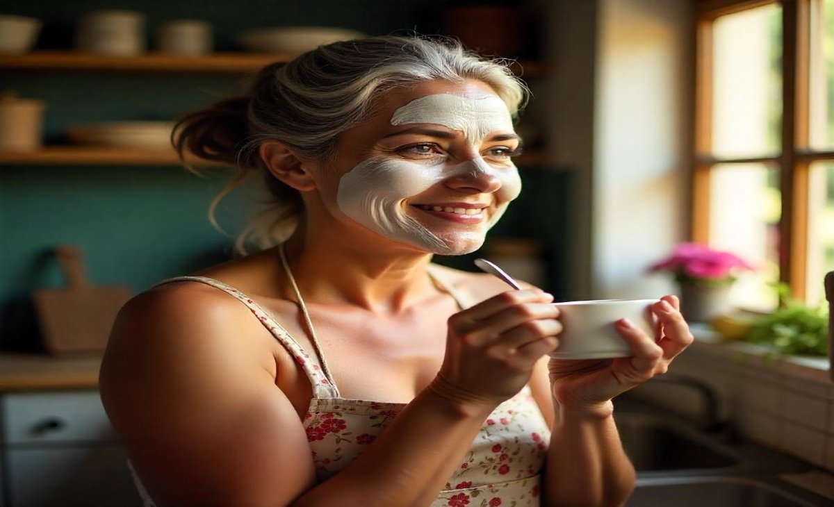 Woman applying natural remedy to reduce melanin in skin for brighter complexion.