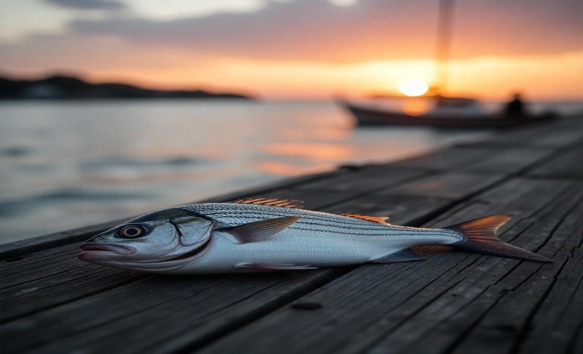 Freshly caught fluke fish with its distinctive flat body and both eyes on one side